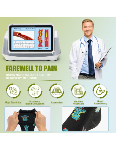 8 Pares de Calcetines de Compresión 20-30 mmHg Unisex hasta la Rodilla