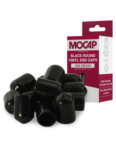 Tapas de Vinilo Negras MOCAP 1.11 cm x 1.27 cm - Paquete 100