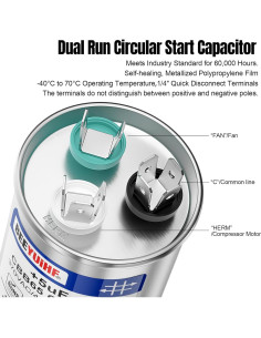 Capacitor CBB65 BEEYUIHF 50+5uF 370VAC para Motor AC 2