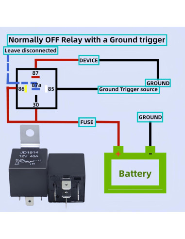 Relé Automotriz 12V 40A Losato - 5 Piezas con Conector