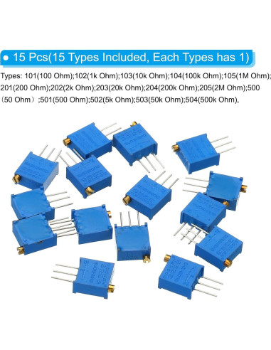 Kit de Resistores Variables PATIKIL 15 Piezas 100 a 500K Ohm