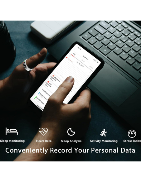 Anillo Inteligente Hivisual Negro 12 - Rastreador de Fitness IP68