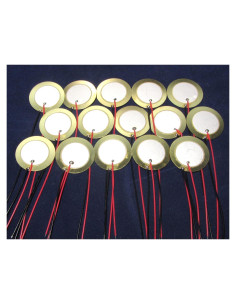 15 Piezas Disco Piezo 27mm Audiowell con Cables 10.16cm