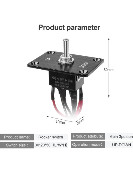 Interruptor de Palanca GUETNEU 6 Pines 15A-250V AC/DC Impermeable