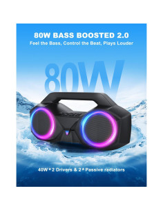 Altavoz Bluetooth OZJ-001 80W Impermeable con Bajo y RGB 2
