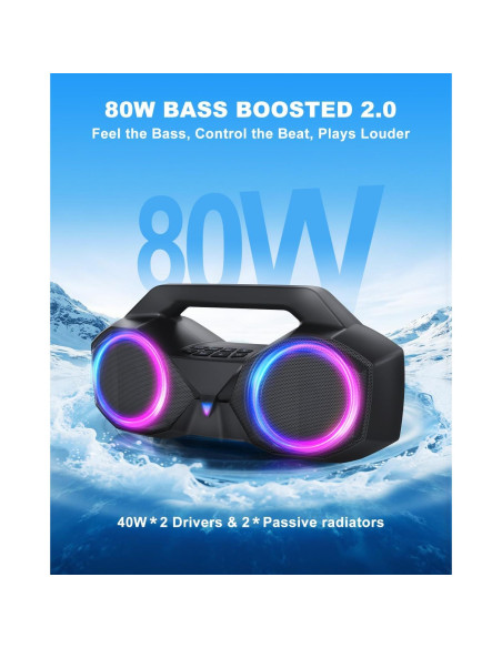 Altavoz Bluetooth OZJ-001 80W Impermeable con Bajo y RGB