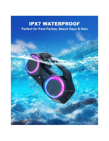 Altavoz Bluetooth OZJ-001 80W Impermeable con Bajo y RGB