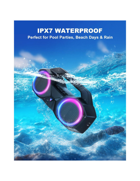 Altavoz Bluetooth OZJ-001 80W Impermeable con Bajo y RGB
