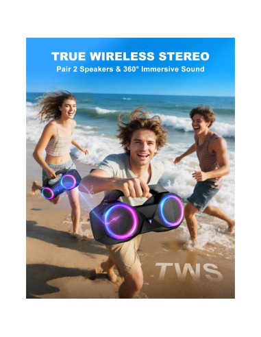 Altavoz Bluetooth OZJ-001 80W Impermeable con Bajo y RGB