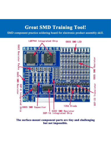 Placa de Práctica SMD/SMT ISolderStore - Kit de Soldadura DIY