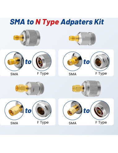 Kit de Adaptadores SMA a N-Tipo Anina 8 Piezas Conectores RF