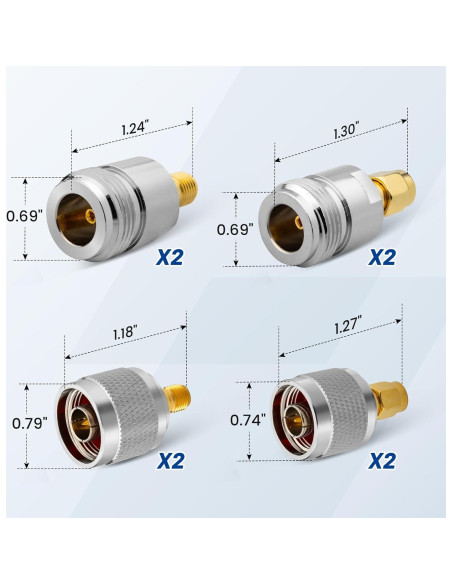Kit de Adaptadores SMA a N-Tipo Anina 8 Piezas Conectores RF