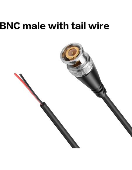 Cable Pigtail BNC Macho YAODHAOD 15cm para CCTV - 5PCS