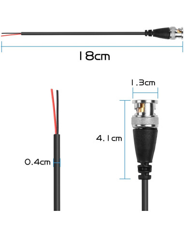 Cable Pigtail BNC Macho YAODHAOD 15cm para CCTV - 5PCS
