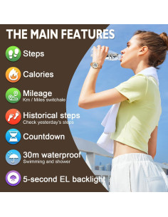 Reloj Pedométrico TIMEURE TU-2401 para Mujeres, Acero Inoxidable 2