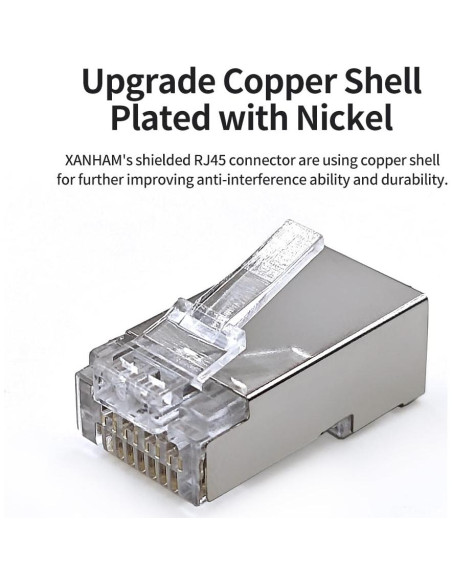 Conectores RJ45 Blindados Cat 6 Passthrough 50 Unidades