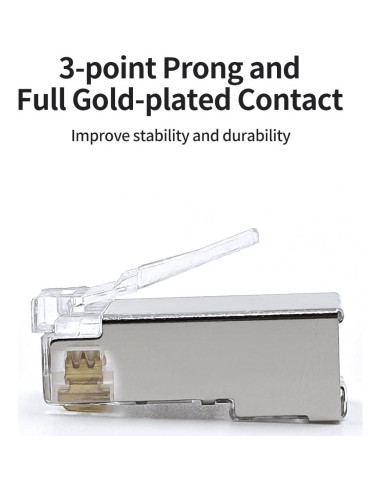 Conectores RJ45 Blindados Cat 6 Passthrough 50 Unidades