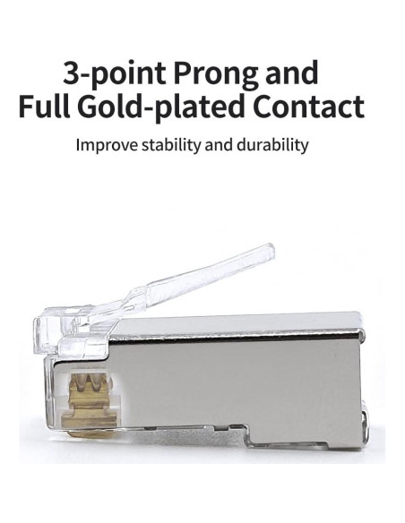 Conectores RJ45 Blindados Cat 6 Passthrough 50 Unidades