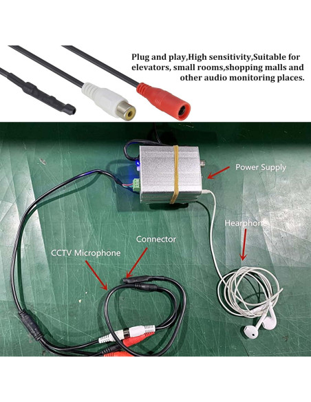 Micrófono de Vigilancia CCTV HCFeng RCA 40.64 cm Alta Sensibilidad