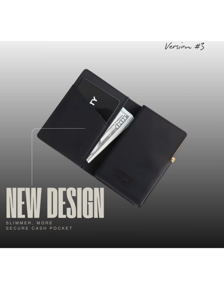 Billetera Minimalista de Cuero Double Oak Essentials RFID Negra