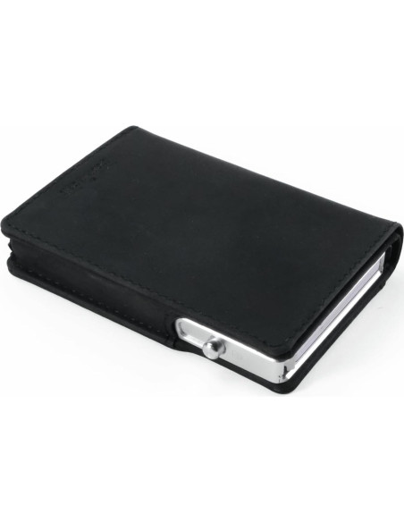 Billetera Minimalista de Cuero Double Oak Essentials RFID Negra