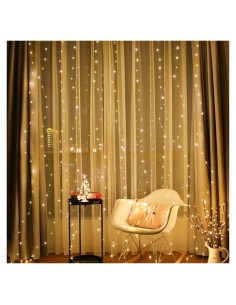 Luces de Cortina LED 3x3m ANUONER 300 LEDs USB Blanco Cálido