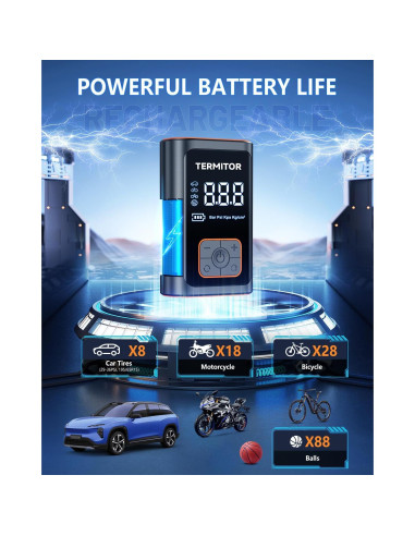 Compresor de Aire Portátil Termitor ST-09 150PSI con Luz LED