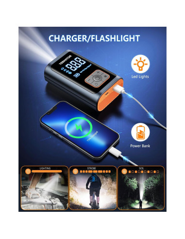 Compresor de Aire Portátil Termitor ST-09 150PSI con Luz LED