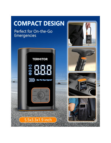 Compresor de Aire Portátil Termitor ST-09 150PSI con Luz LED