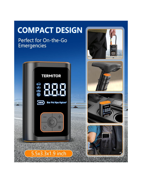 Compresor de Aire Portátil Termitor ST-09 150PSI con Luz LED