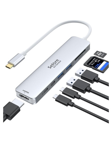 Dongle USB C 7 en 1 Selore&S-Global con HDMI 4K y 2 USB 3.0