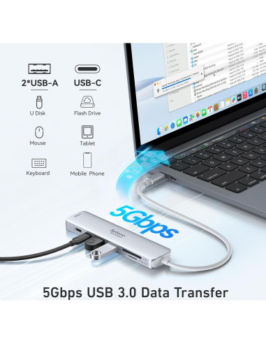 Dongle USB C 7 en 1 Selore&S-Global con HDMI 4K y 2 USB 3.0