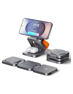 Estación de Carga Inalámbrica Plegable 3 en 1 LULULOOK Gris