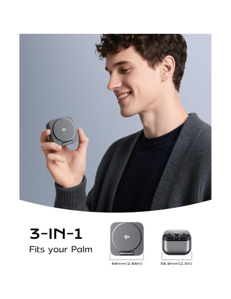 Estación de Carga Inalámbrica Plegable 3 en 1 LULULOOK Gris