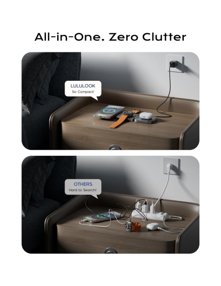 Estación de Carga Inalámbrica Plegable 3 en 1 LULULOOK Gris