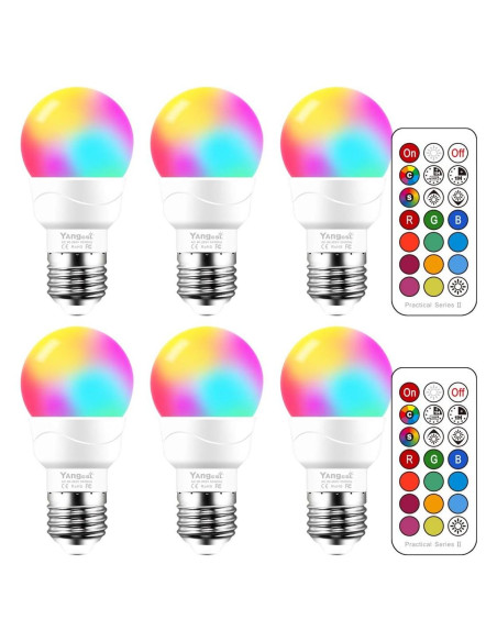 Bombillas LED RGB 5W Yangcsl, Paquete de 6, Control Remoto