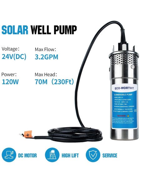 Kit Bomba de Pozo Solar ECO-WORTHY 24V 250W con Paneles 400W