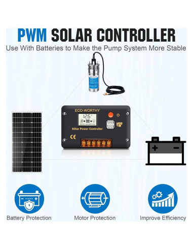 Kit Bomba de Pozo Solar ECO-WORTHY 24V 250W con Paneles 400W