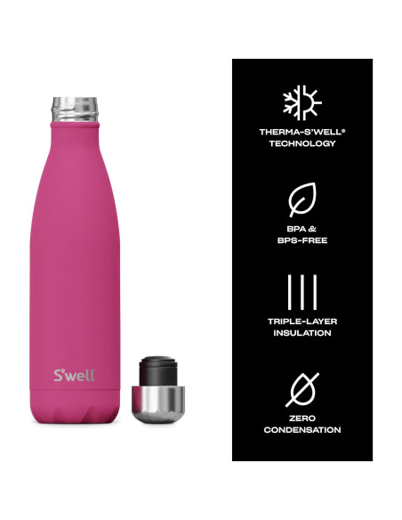 Botella de Agua S'well 500ml Acero Inoxidable Rosa Azalea