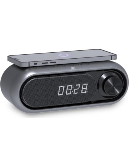 Altavoz Bluetooth LETZOY Kloud con Reloj Digital y Carga Inalámbrica 10W