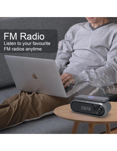 Altavoz Bluetooth LETZOY Kloud con Reloj Digital y Carga Inalámbrica 10W