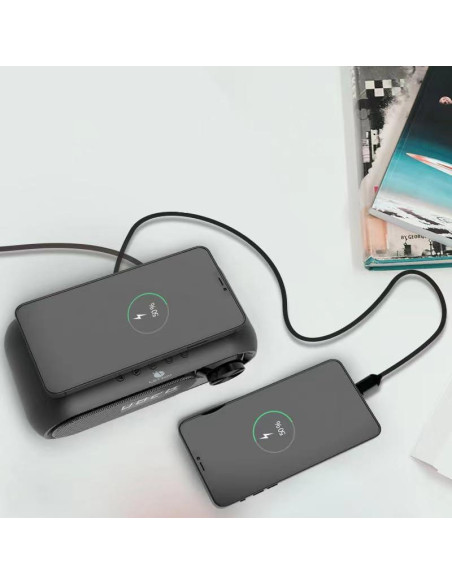 Altavoz Bluetooth LETZOY Kloud con Reloj Digital y Carga Inalámbrica 10W