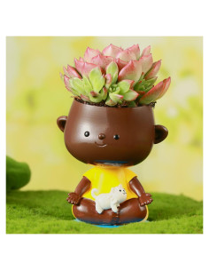 Maceta Autorriego Planterhoma Pequeña Yoga Negra 14cm