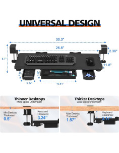 Bandeja de Teclado Deslizante OUKMIC 68.6x30.5cm con Cajón 2