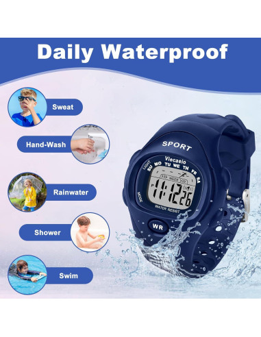Reloj Digital Deportivo Impermeable Viecaeio para Niños 3-8 Años