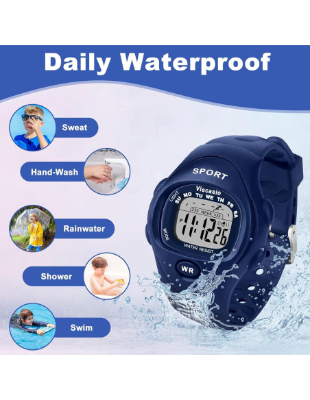 Reloj Digital Deportivo Impermeable Viecaeio para Niños 3-8 Años