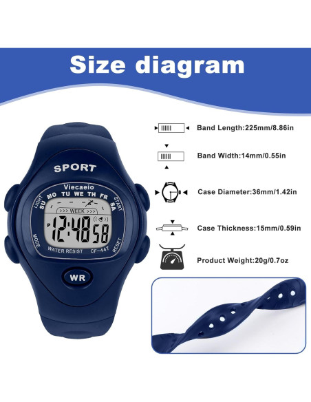 Reloj Digital Deportivo Impermeable Viecaeio para Niños 3-8 Años
