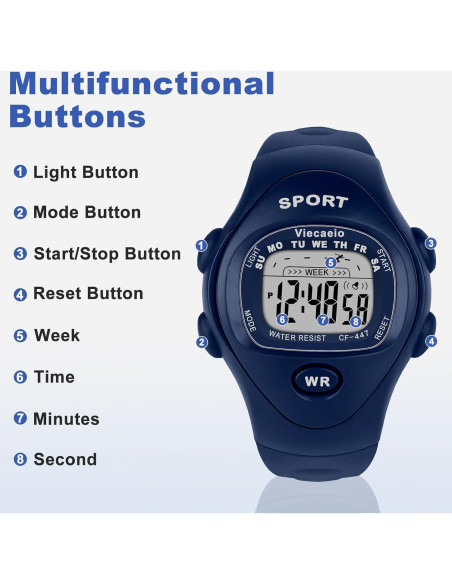 Reloj Digital Deportivo Impermeable Viecaeio para Niños 3-8 Años