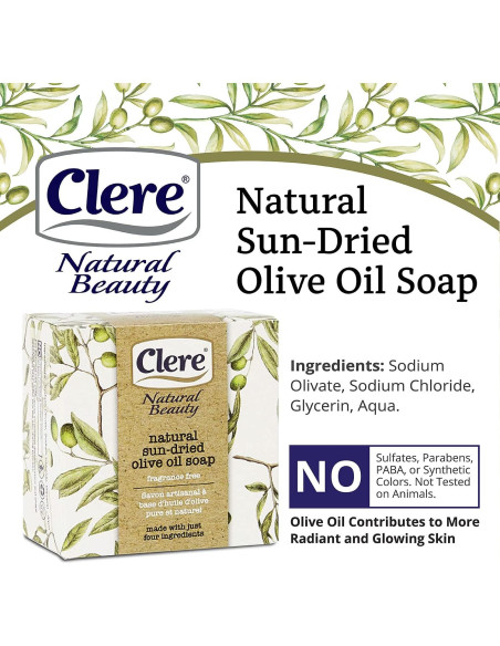 Jabón de Aceite de Oliva Clere 100% Natural Hecho a Mano 600g