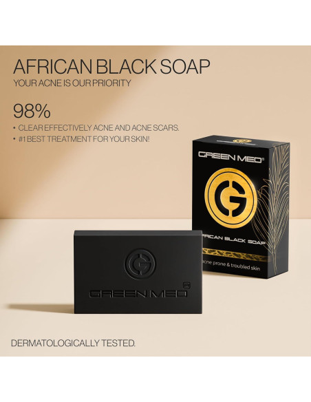 Jabón Negro Africano Green Med 79.9g - Limpieza Profunda y Regeneración